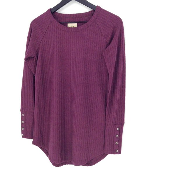 CHASER Waffle Knit & Button Cuff Shirttail Thermal - Picture 2 of 8